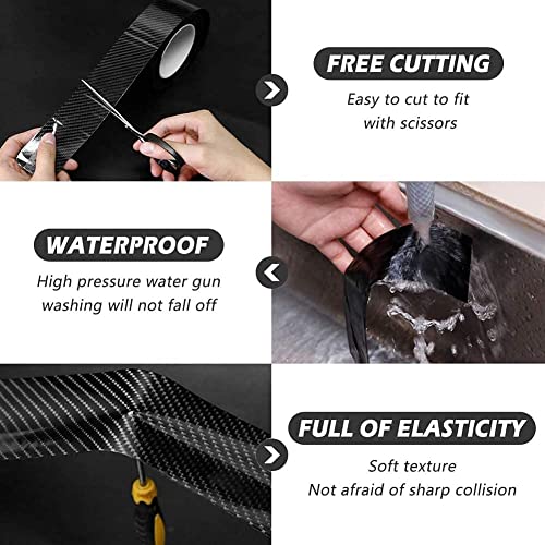 VINSU Polyvinyl Chloride Car Door Sill Protector Bumper Protector,Black Carbon Fiber Car Wrap Film,Car Sticker Protector Strip,High Gloss Anti Scratch Tape,Waterproof Protection Film(2 InchX5 Meter) - Image 2