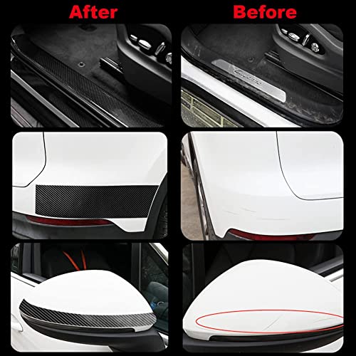 VINSU Polyvinyl Chloride Car Door Sill Protector Bumper Protector,Black Carbon Fiber Car Wrap Film,Car Sticker Protector Strip,High Gloss Anti Scratch Tape,Waterproof Protection Film(2 InchX5 Meter) - Image 4