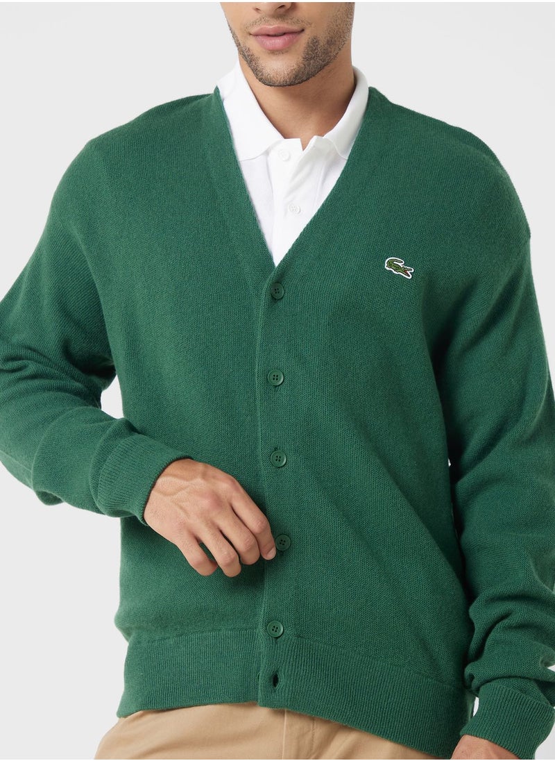 LACOSTE - Essential V-Neck Cardigan - Image 1
