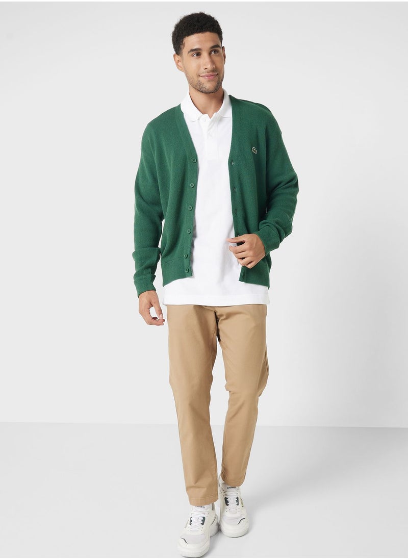 LACOSTE - Essential V-Neck Cardigan - Image 1