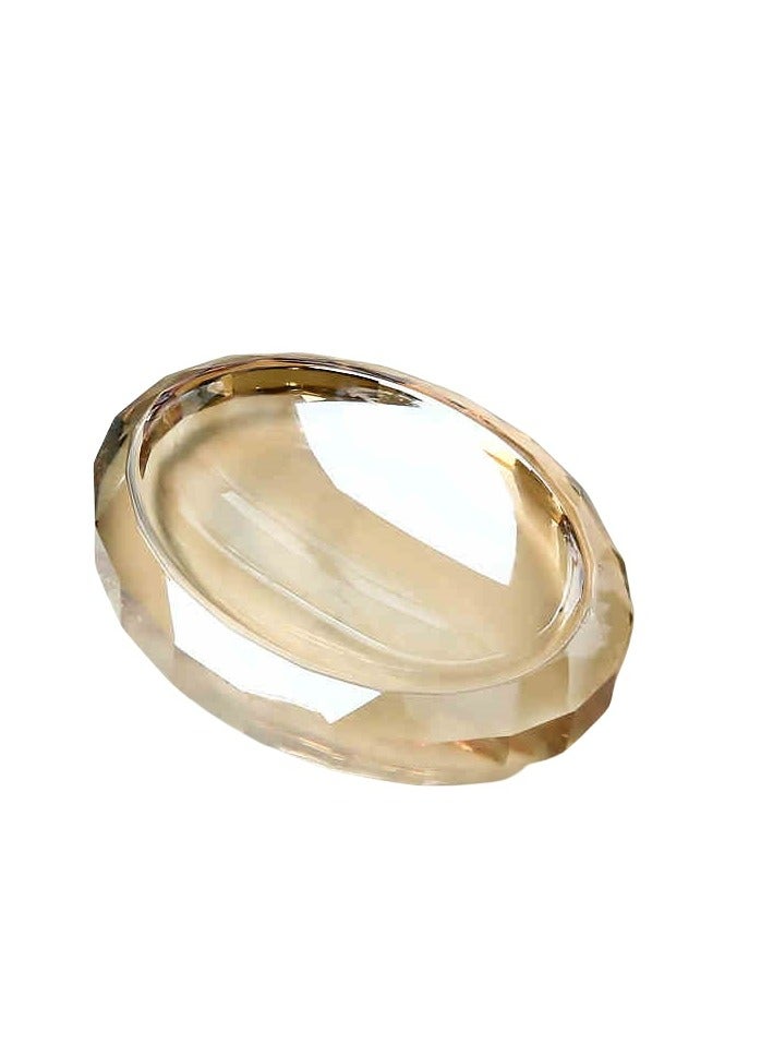 JiFENG Soap Dish Holder Ellipse Thick and Solid Crystal Decorative Soap Saver Tray for Bar Soap, Shower Soap Holder,Soap Tray Soap Savers for Bathroom Shower Kitchen(Amber) - Image 1