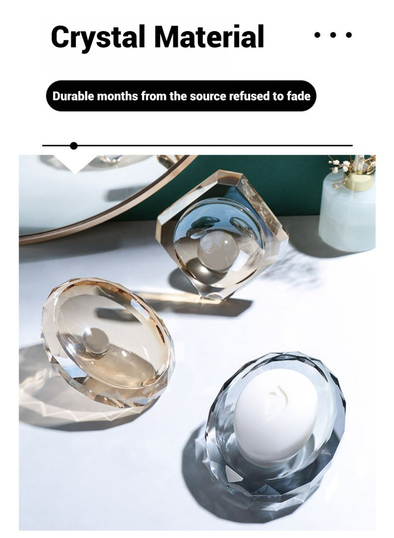 JiFENG Soap Dish Holder Ellipse Thick and Solid Crystal Decorative Soap Saver Tray for Bar Soap, Shower Soap Holder,Soap Tray Soap Savers for Bathroom Shower Kitchen(Amber) - Image 2