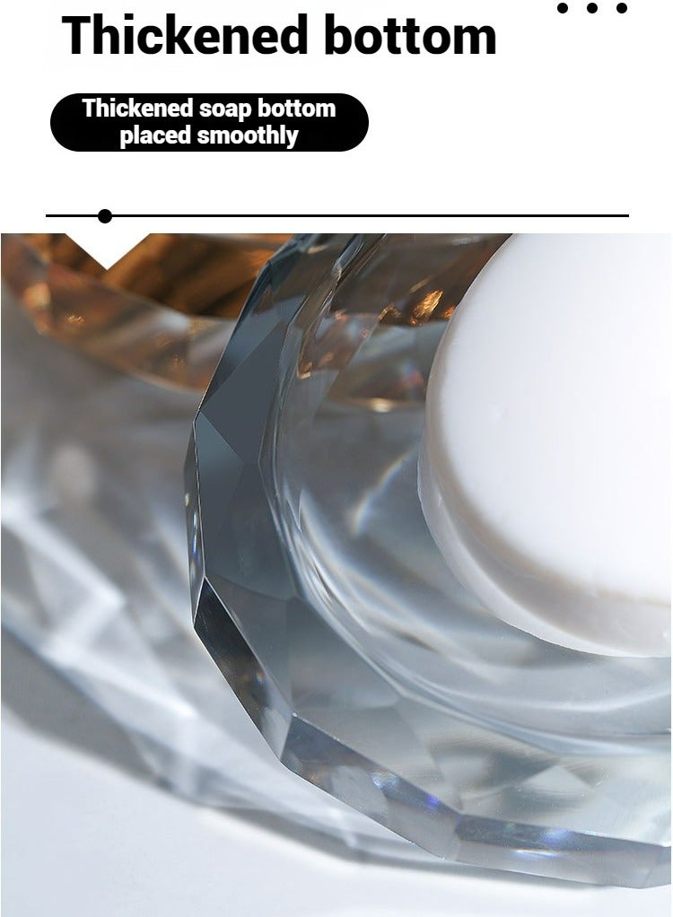 JiFENG Soap Dish Holder Ellipse Thick and Solid Crystal Decorative Soap Saver Tray for Bar Soap, Shower Soap Holder,Soap Tray Soap Savers for Bathroom Shower Kitchen(Amber) - Image 4