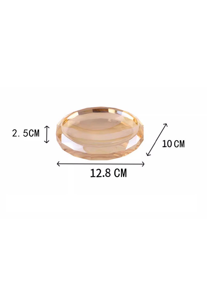 JiFENG Soap Dish Holder Ellipse Thick and Solid Crystal Decorative Soap Saver Tray for Bar Soap, Shower Soap Holder,Soap Tray Soap Savers for Bathroom Shower Kitchen(Amber) - Image 5