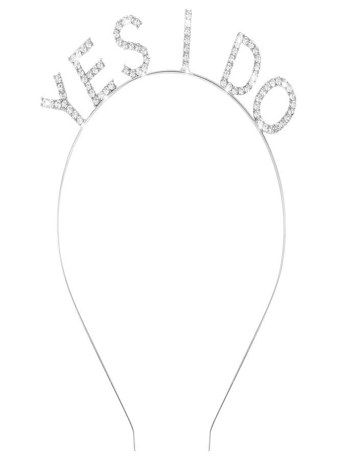 KICOSY YES I DO Headband He Asked She Said Yes Decorations Bride Tiara Bridal Hair Accessories Bachelorette Gifts for Bride Engagement Party Decorations - Image 1