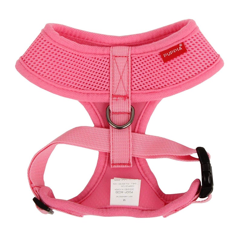 Puppia Soft Dog Harness No Choke Over-The-Head Triple Layered Breathable Mesh Adjustable Chest Belt and Quick-Release Buckle, Pink, Small - Image 2