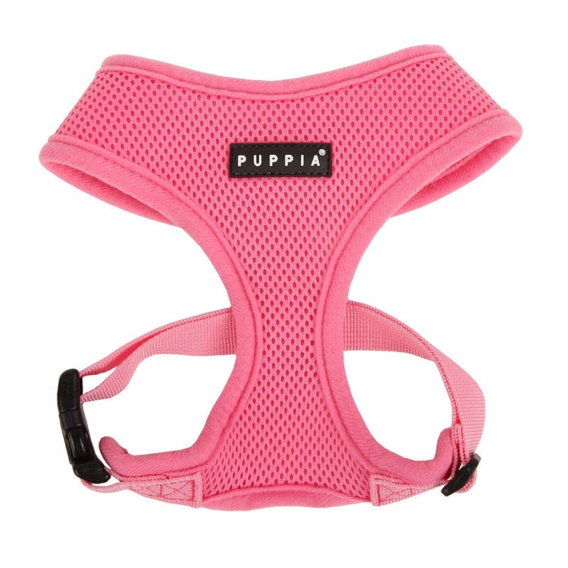 Puppia Soft Dog Harness No Choke Over-The-Head Triple Layered Breathable Mesh Adjustable Chest Belt and Quick-Release Buckle, Pink, Small - Image 1