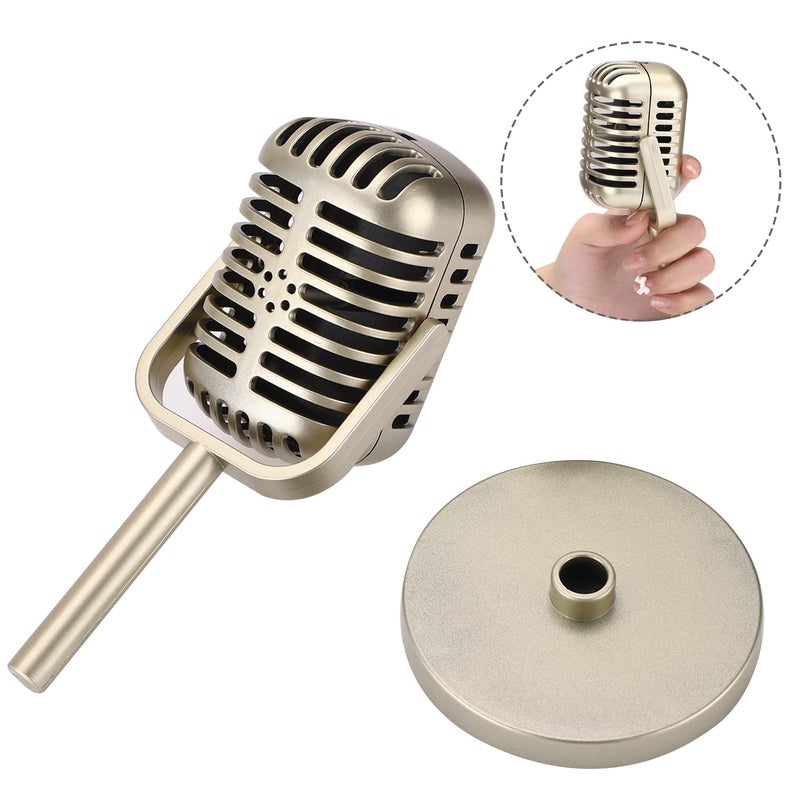 Facmogu Retro Microphone Props Model, Vintage Prop Mic, Fake Plastic Microphone Stage Table Ornament for Halloween Wedding Birthday Party Decoration - Gold - Image 4