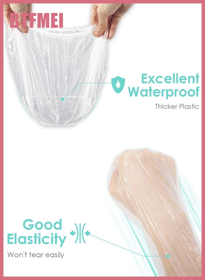 BTFMEI 100PCS Disposable Shower Caps, Plastic Clear Hair Cap Large Thick Waterproof Bath Caps for Women, Hotel Travel Essentials Accessories Deep Conditioning Hair Care Cleaning Supplies  - Image 2