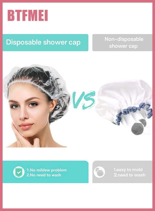 BTFMEI 100PCS Disposable Shower Caps, Plastic Clear Hair Cap Large Thick Waterproof Bath Caps for Women, Hotel Travel Essentials Accessories Deep Conditioning Hair Care Cleaning Supplies  - Image 3