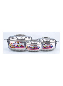 National 3-Piece Stainless Steel Hot Pot With Lid Set Silver  - Image 1