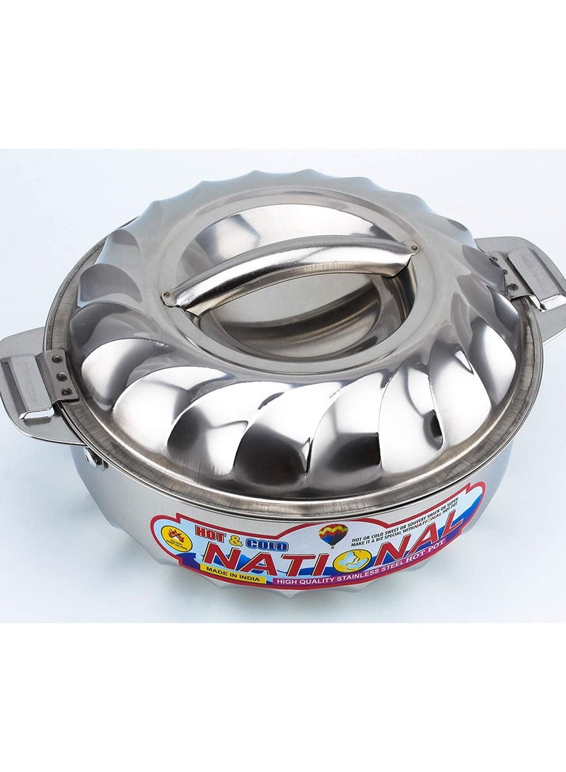 National طقم قدر ساخن من الفولاذ المقاوم للصدأ 3 قطع مع غطاء فضي - Image 4