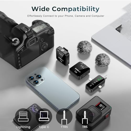 CHAMPKIA 3-in-1 Universal Wireless Microphone with 18H Battery Life for All Smartphones and Cameras | Dual Mic Set with Receiver & LED Display for Record Interview, Vlogs, YouTube, Instagram (F11) - Image 4