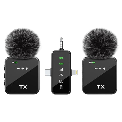 CHAMPKIA 3-in-1 Universal Wireless Microphone with 18H Battery Life for All Smartphones and Cameras | Dual Mic Set with Receiver & LED Display for Record Interview, Vlogs, YouTube, Instagram (F11) - Image 1