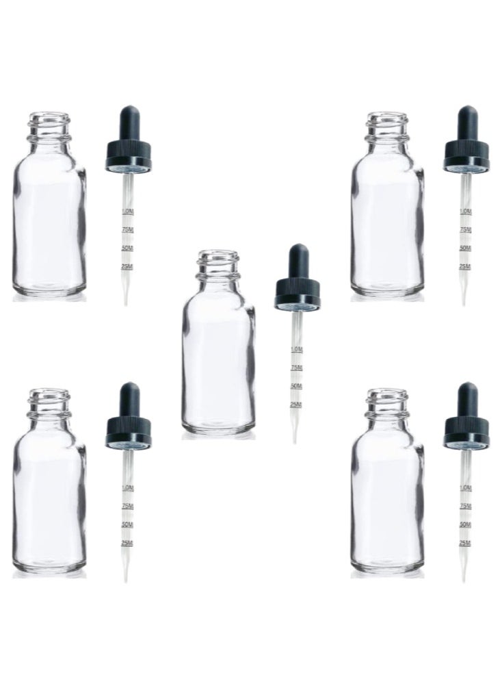 King Mariot - Set of 5 Transparent 30ml Heavy Duty Borosilicate 3.3 Glass Bottle With Graduated Calibrated Dropper Storage Bottle For Labware Biology Chemistry Laboratory Experiment Education - Image 1