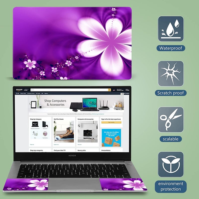 ICOLOR غطاء لابتوب icolor زهور بنفسجية 11.6 13 13.3 14 15 15.6 بوصة ملصق واقي قابل لإعادة الاستخدام لغطاء اللابتوب FY-NEK-13 - Image 5