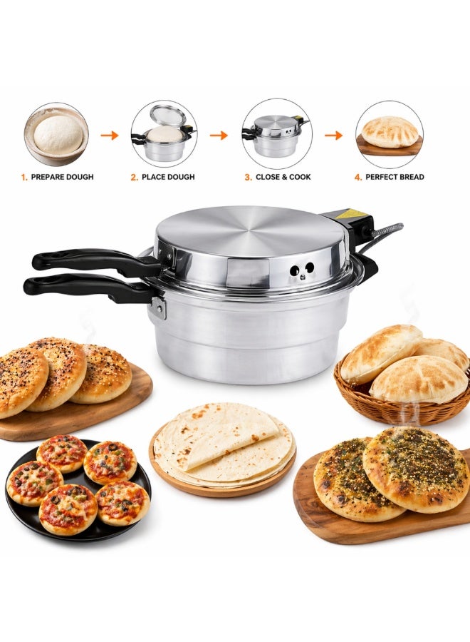 SONEX Electric Arabic Bread Maker 32CM | Multifunctional Saj Maker for Khubz, Roti, Pita & Flatbread | 1200W Non-Stick Khameer Maker with Double Heating Plate - Image 3