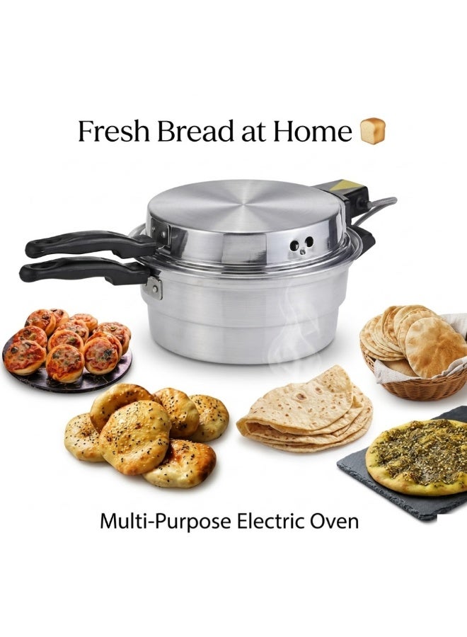 SONEX Electric Arabic Bread Maker 32CM | Multifunctional Saj Maker for Khubz, Roti, Pita & Flatbread | 1200W Non-Stick Khameer Maker with Double Heating Plate - Image 5