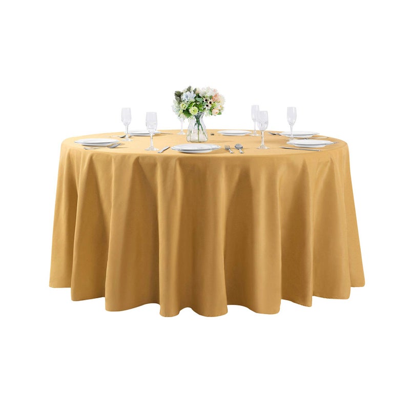 120 inch Round Tablecloth Washable Polyester Table Cloth Decorative Table Cover for Wedding Party Dining Banquet120 inchGold