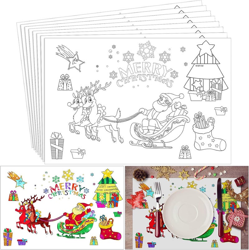 klarako 40 Pieces Christmas Coloring Placemats for Kids Santa Snowflake Disposable Paper Table Mats Xmas Coloring Activity Paper Mats Winter Place Mats for Home Table School Party DIY Crafts Decorations - Image 1