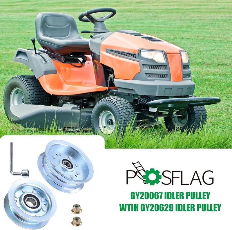 POSFLAG GY20067 Idler Pulley with GY20629 Idler Pulley Replaces John Deere Part GY22082, John Deere GY22172 Pulley, GY20110 Idler Pulley, Cub Cadet 756-05034A for John Deere D140 L110 D105 Tractors - Image 2