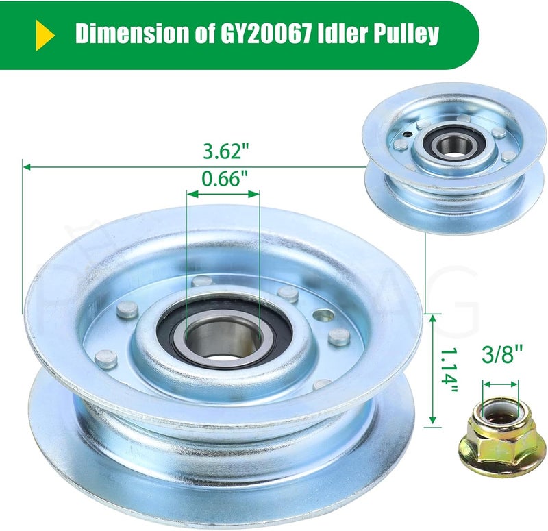 POSFLAG GY20067 Idler Pulley with GY20629 Idler Pulley Replaces John Deere Part GY22082, John Deere GY22172 Pulley, GY20110 Idler Pulley, Cub Cadet 756-05034A for John Deere D140 L110 D105 Tractors - Image 5