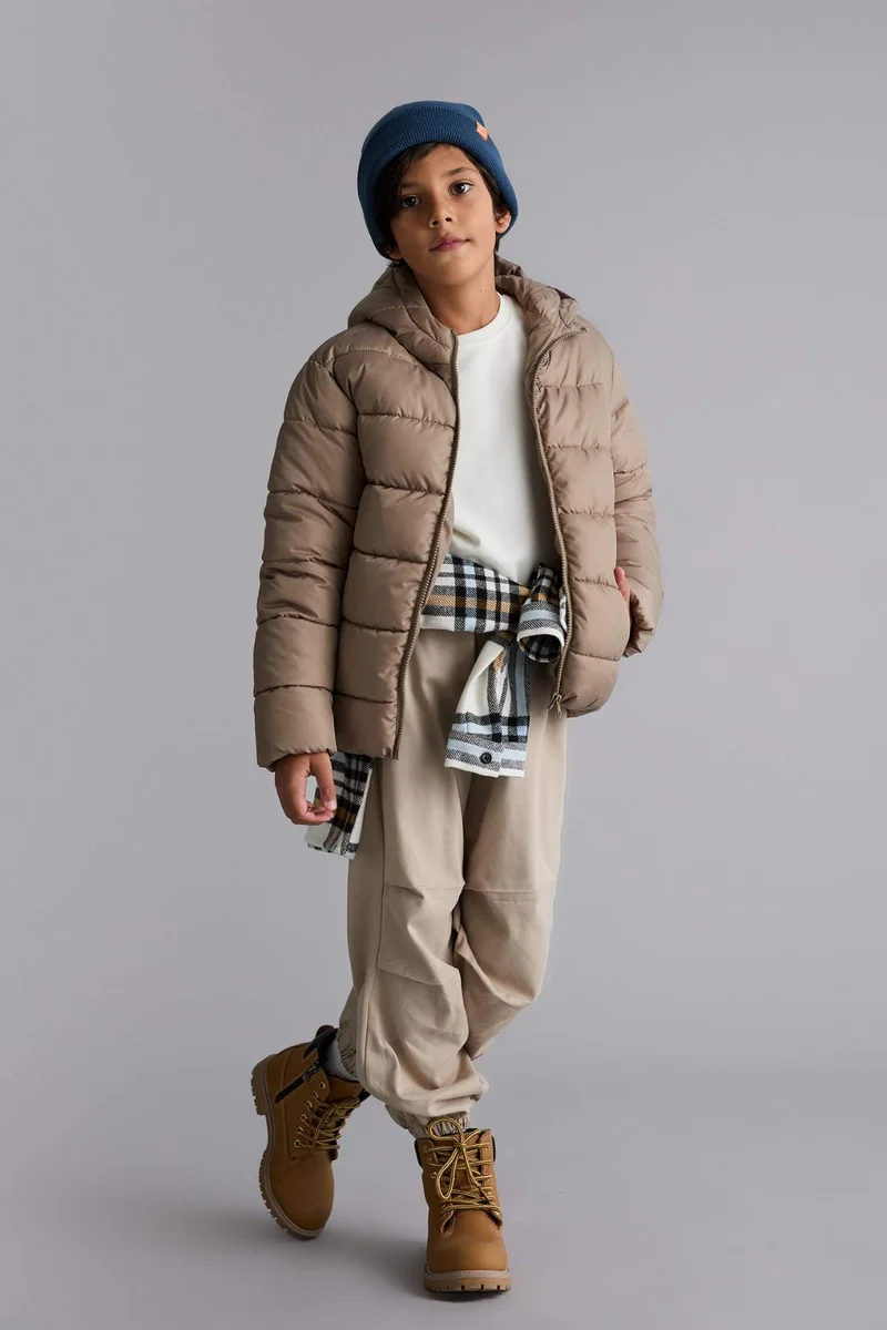 ديفاكتو Boy Waterproof Hooded Zippered Puffer Jacket