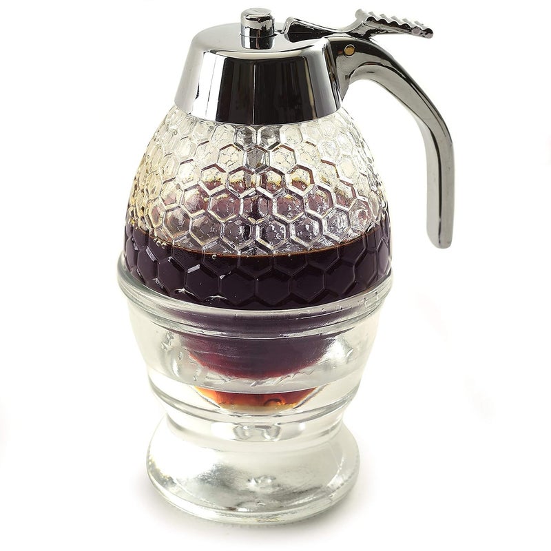 BORBLISS BORBLISS Honeycomb Syrup Dispenser, 1 Cup (8 Ounces), No Drip, Drizzle Release, Acrylic Jar with Stand and Push Dispenser, 8 cm (L) x 9 cm (H), Multicolor - Image 5