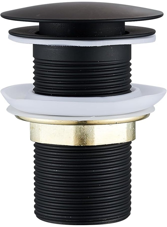 Lynacz Original Pop-Up Waste Stainless Steel 304 Wash Basin Drainer G1-1/4'' Push Type Plug Stopper (Black) - Image 1