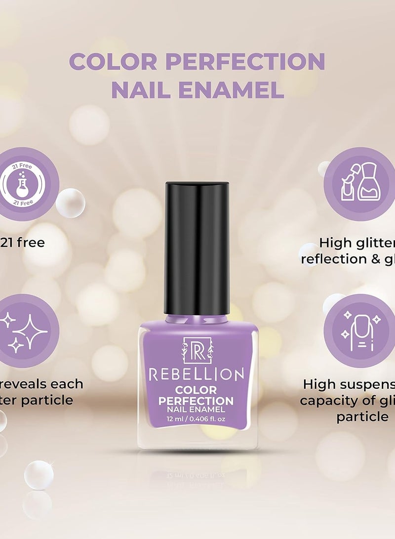 ريبيليان طلاء أظافر ريبيليون كلر بيرفيكشن 12 مل بنفسجي فاتح بريتي برايد RG32 - Image 2