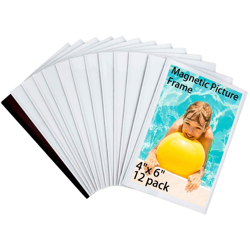 HIIMIEI HIIMIEI 12 Pack 4x6 Inches Magnet Photo Frames for Refrigerator No Scratch Magnetic Picture Frame Fridge Protected by Removable Film 