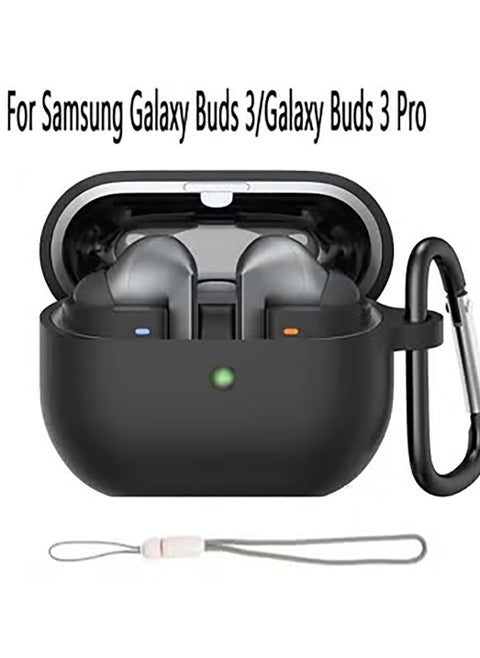 Silicone Protective  Case Cover for Samsung Galaxy Buds 3/Galaxy Buds 3 Pro with Keychain  (Black)