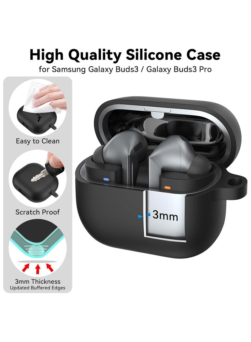 Silicone Protective  Case Cover for Samsung Galaxy Buds 3/Galaxy Buds 3 Pro with Keychain  (Black)  - Image 3