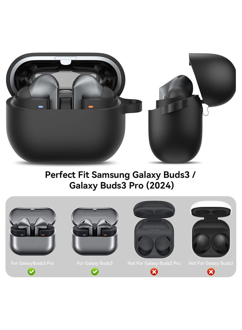 Silicone Protective  Case Cover for Samsung Galaxy Buds 3/Galaxy Buds 3 Pro with Keychain  (Black)  - Image 2