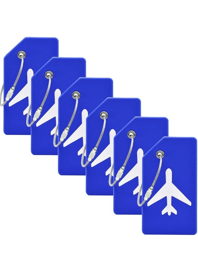 6 Pack Silicone Luggage Tags for Suitcases to Quickly Spot Baggage Handbag Luggage Travel Suitcase(Blue) - Image 1
