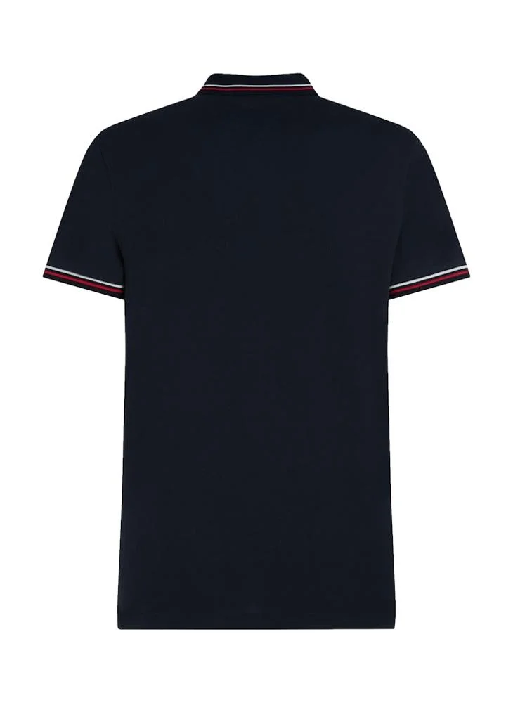 تومي هيلفيغر Logo Print Short Sleeve Tipped Polo Shirt