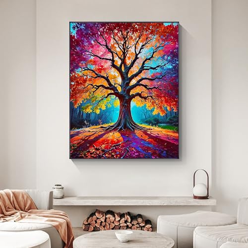 Yezavesu Tree Paint by Numbers Kit for Adults Beginner Tree of Life Adult Paint by Number Kits on Canvas Without Frame DIY Acrylic Painting by Numbers for Home Wall Decor Gift 16x20 Inch - Image 3