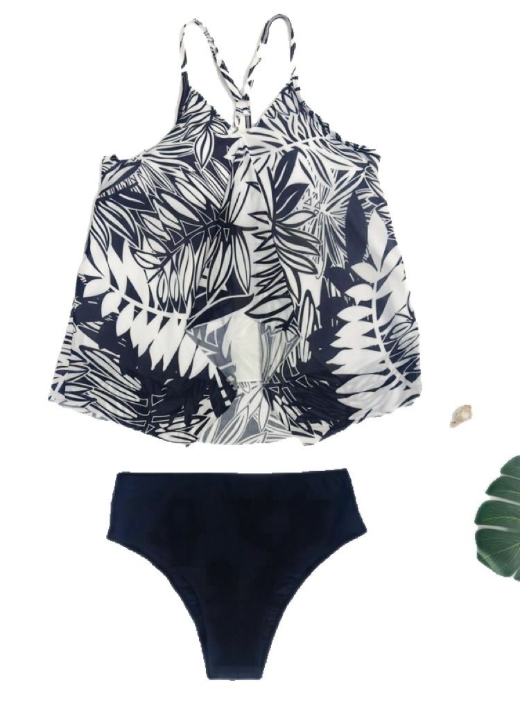 Loquat 2 Piece Boxer Swimsuit Beach Bikini Black  - Image 1