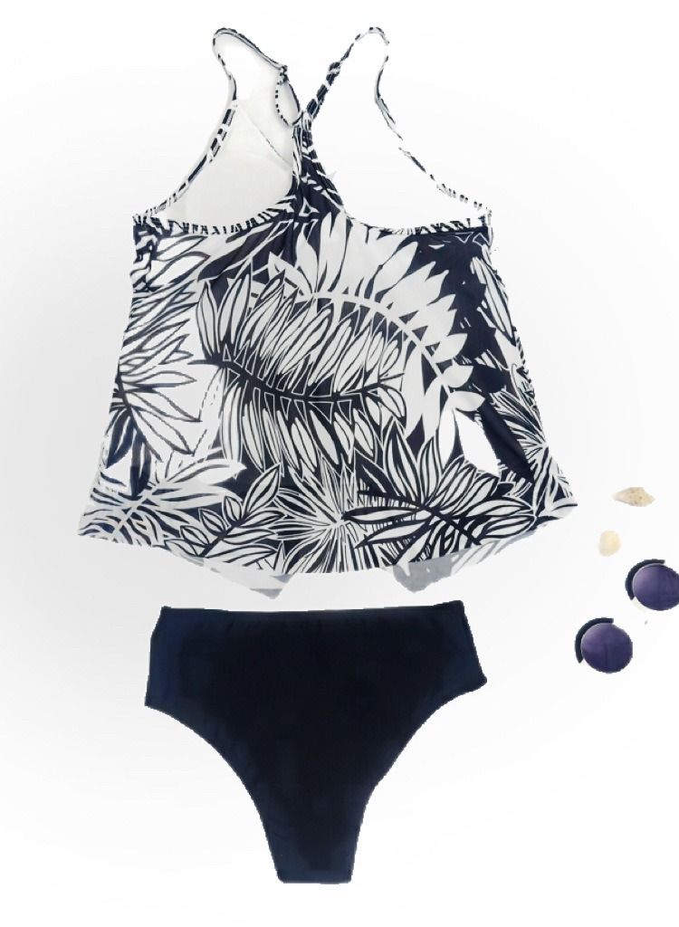 Loquat 2 Piece Boxer Swimsuit Beach Bikini Black  - Image 2
