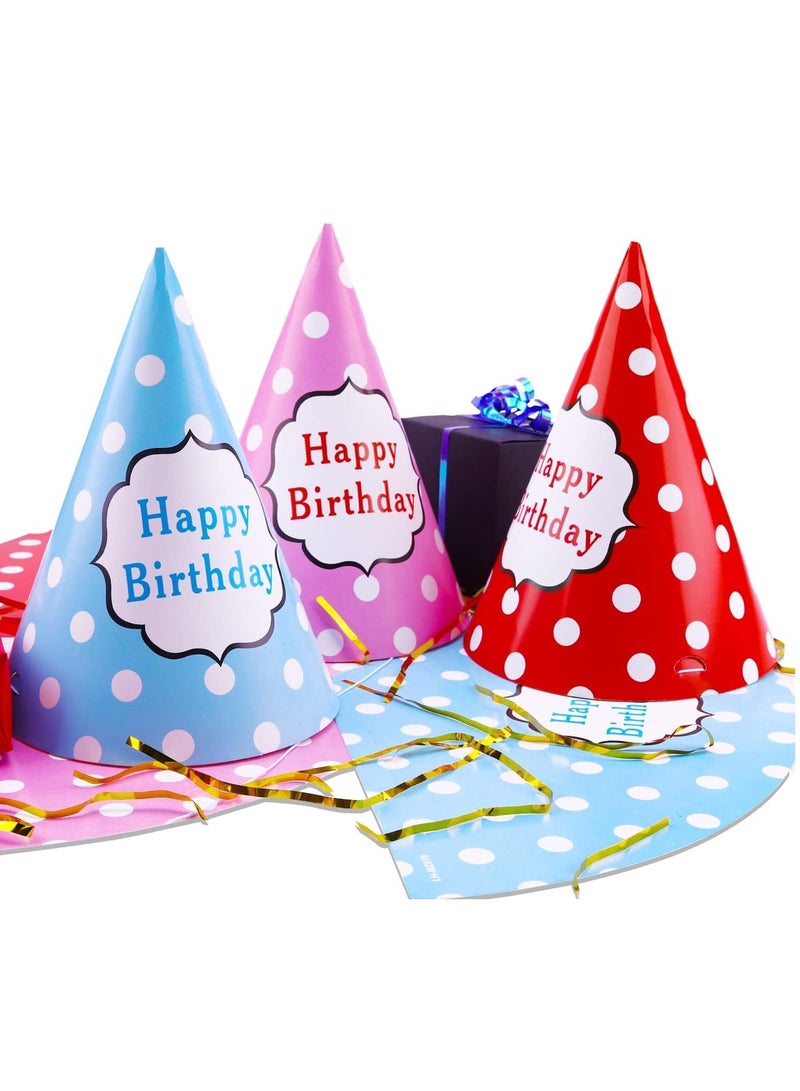 Zikra 24 Pcs Birthday Party Hats Colorful Cone Paper Art Craft Caps Rainbow Supplies for Kids Adults - Image 3