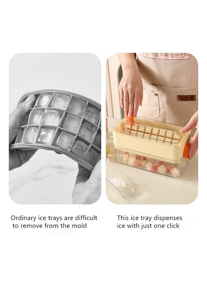 ACA - 64-gird Ice Cube Tray with Lid, Household Integrated Ice Making and Storage Ice Cube Mold, Food-Grade No-touch Push-Type Ice Storage Box - Image 1