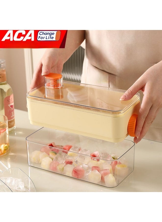 ACA - 64-gird Ice Cube Tray with Lid, Household Integrated Ice Making and Storage Ice Cube Mold, Food-Grade No-touch Push-Type Ice Storage Box - Image 1