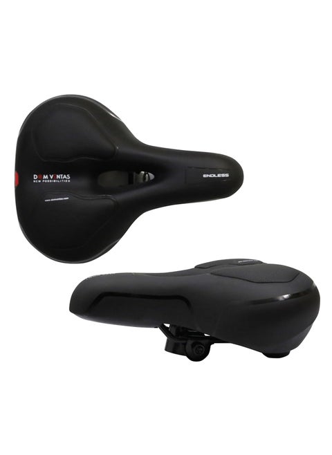 EL1047 Wide Cycle Seat with Red Reflective Safety Strip | Material : PU | Universal Memory Foam Seat with Breathable, Shock Absorbing and Waterproof Bike Saddle for All Type of Bikes