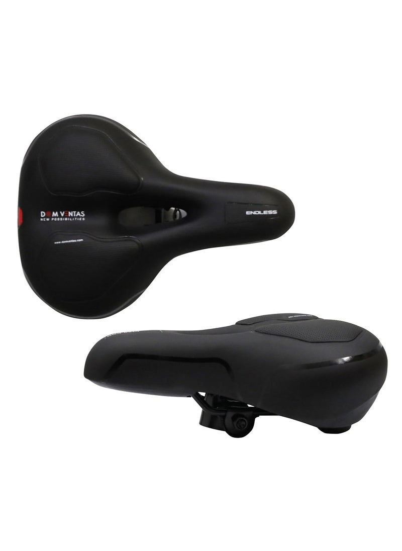 EL1047 Wide Cycle Seat with Red Reflective Safety Strip | Material : PU | Universal Memory Foam Seat with Breathable, Shock Absorbing and Waterproof Bike Saddle for All Type of Bikes