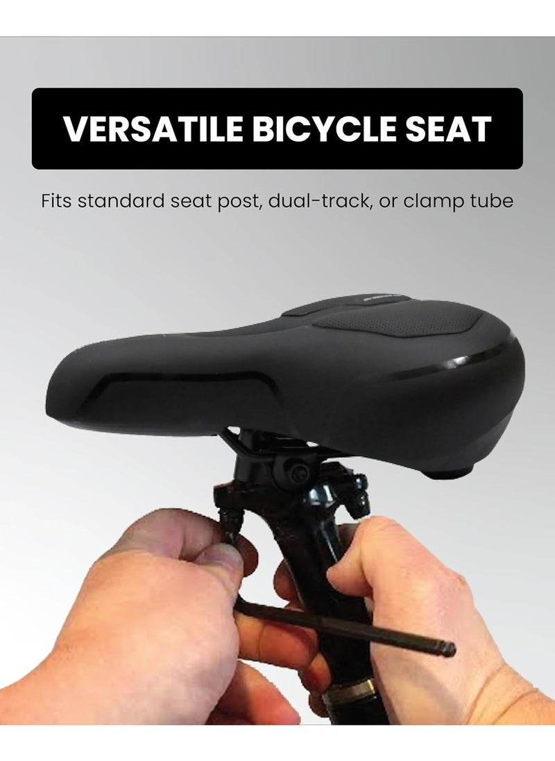 EL1047 Wide Cycle Seat with Red Reflective Safety Strip | Material : PU | Universal Memory Foam Seat with Breathable, Shock Absorbing and Waterproof Bike Saddle for All Type of Bikes