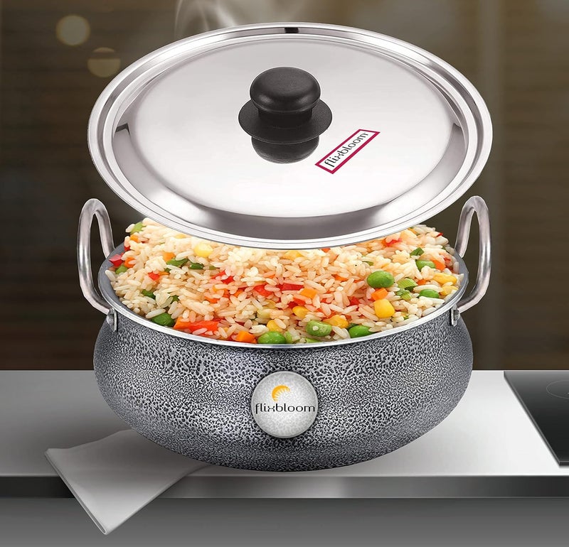 FLIXBLOOM Flixbloom Special Black Induction 65 Litre Handi with lid Pongal Handi Gundu Kadai Harees PotSauce PotBiryani HandiPunjabi HandiKhichadi Handi Cookware Serveware Handi for Kitchen - Image 5