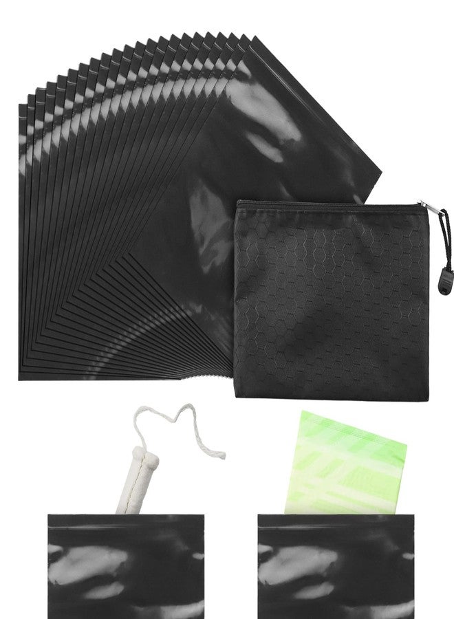 FAOEHN Tampon Disposal Bags Pack of 101,Black Sealable and Prevents Odours Feminine Hygiene Disposal Bag with Storage Bag 4.7x6 inches Opaque Sanitary Trash Bags for Tampons,Hygienic Products - Image 1
