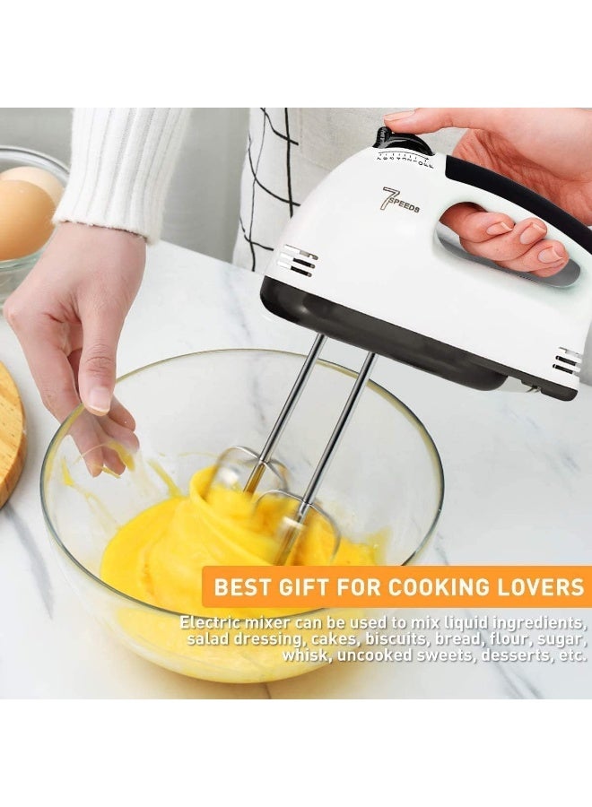 ACLIX Electric Hand Mixer 300W, 7 Speed Lightweight Handheld Egg Beater with Turbo Function, Stainless Steel Dough Hooks & Balloon Whisk, Extra Long Beaters for Baking, Whipping Cream, Cake & Dough Mixing - Image 5