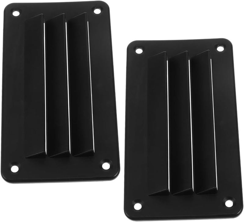 Economical varied sizing picks 2pcs Black Plastic Rv Airflow Vent Cover with Louvers, 79x141mm Ventilation Grille for Boat, Trailer, and Marine Exhaust, Includes 4 Screws, Suitable for Air Conditioner and Rv Multi-market matching options - Image 1