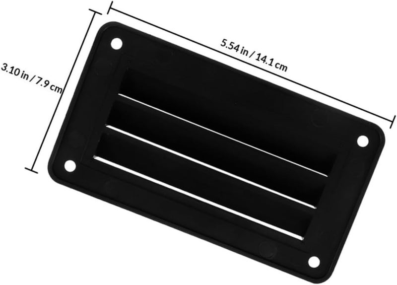 Economical varied sizing picks 2pcs Black Plastic Rv Airflow Vent Cover with Louvers, 79x141mm Ventilation Grille for Boat, Trailer, and Marine Exhaust, Includes 4 Screws, Suitable for Air Conditioner and Rv Multi-market matching options - Image 2